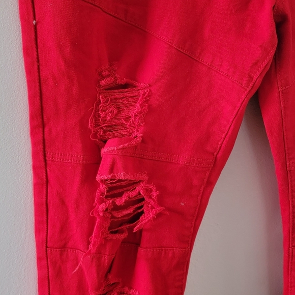 Arganaut Red Ultra Slim Fit Big Tall Ripped Distressed Destroyed Jeans 42 42x32 - Picture 2 of 9